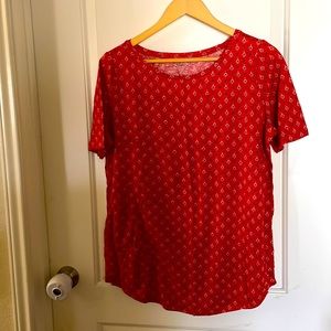 Red with Ikat print maternity tee
